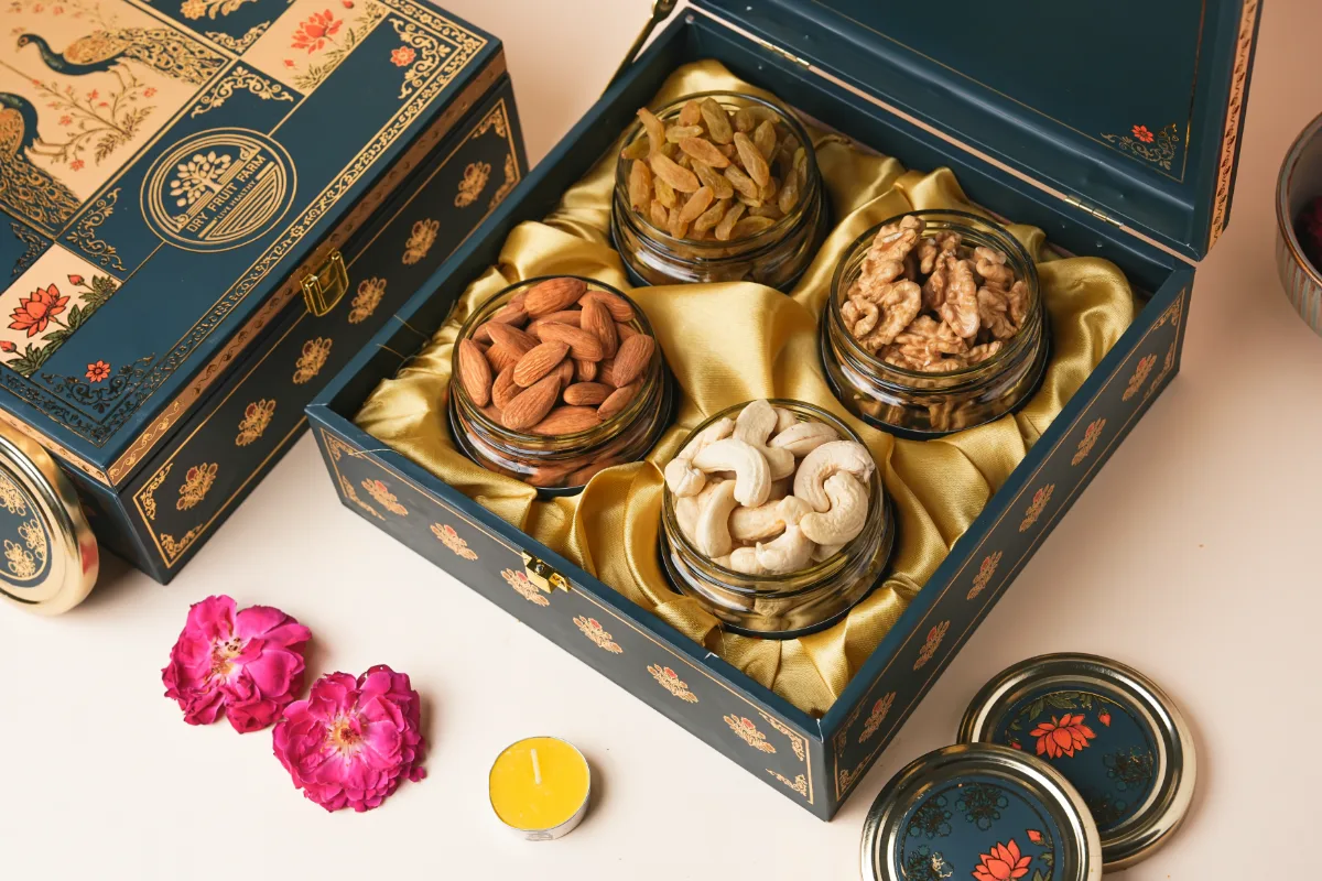 MDF 4-Jar Gift Box Blue Peacock thumb 5