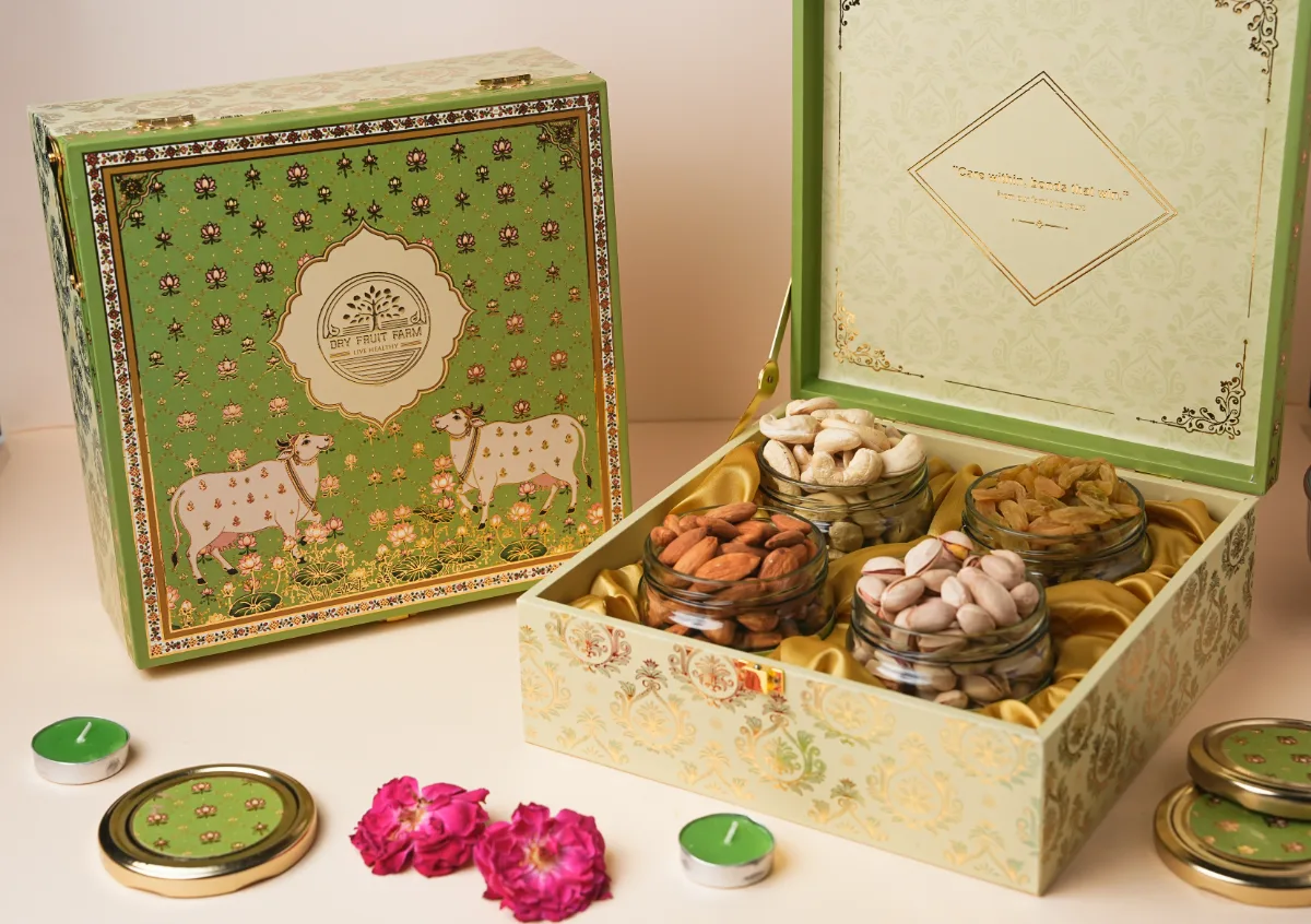 MDF 4-Jar Gift Box Traditional Green