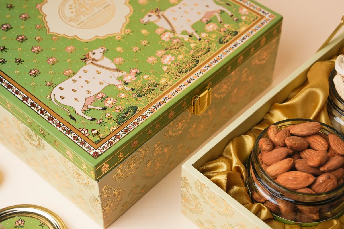MDF 4-Jar Gift Box Traditional Green thumb 3