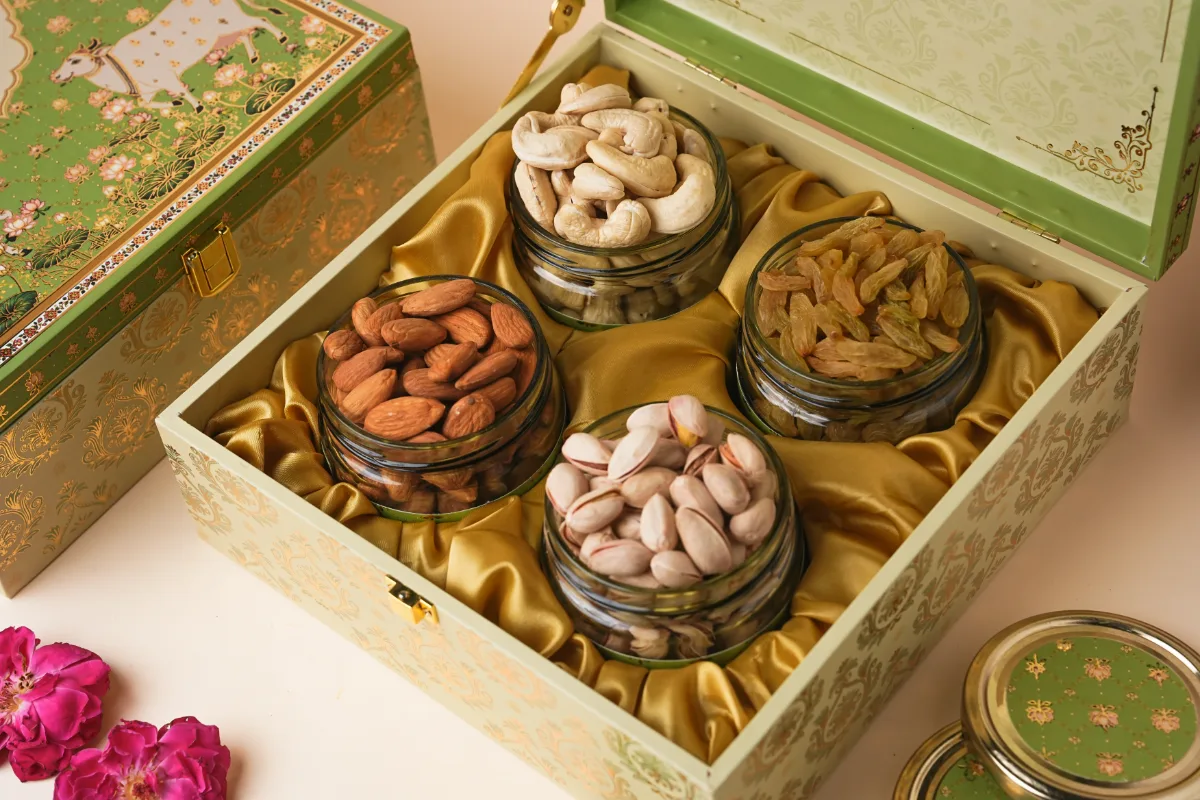 MDF 4-Jar Gift Box Traditional Green thumb 5