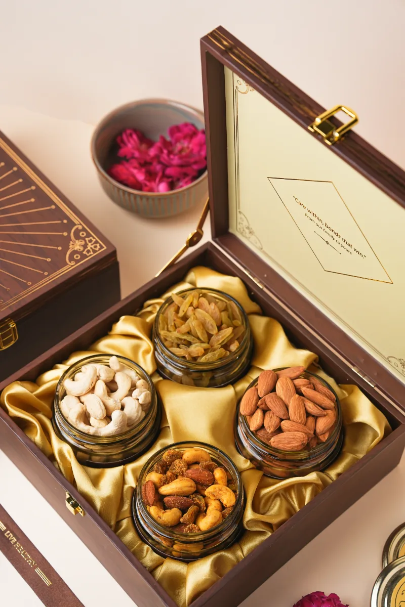 MDF 4-Jar Gift Box Wooden Heritage thumb 4