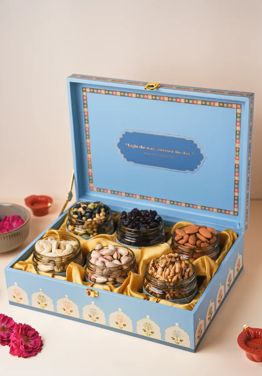 MDF 6-JAR Gift Box Blue